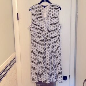 🆕 NWT Banana Republic Print Dress. Blue White. Tall size XL Tall.